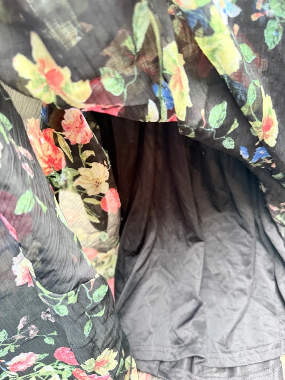 Spy Zone Black Sheer Floral Feminine Summer Maxi Dress Wedding Graduation Size S - Picture 3 of 12